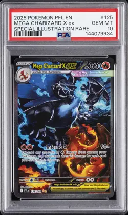 2025 POKEMON PFL EN-PHANTASMAL FLAMES #125 MEGA CHARIZARD X EX PSA 10 - Image 1