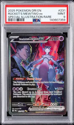 2025 POKEMON DRI EN-DESTINED RIVALS #231 TEAM ROCKET'S MEWTWO EX PSA 9 - Image 1