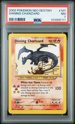 Pokemon Neo Destiny Shining Charizard 107/105 Secret Rare Holo PSA 7 - Image 1