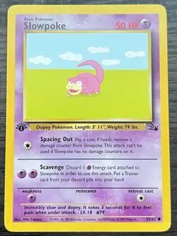 1st Edition Slowpoke 55/62 Pokemon TCG WOTC Base Set Fossil MINT - Image 1