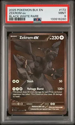 2025 POKEMON BLK EN-BLACK BOLT BLACK WHITE RARE #172 ZEKROM EX PSA 9 - Image 1
