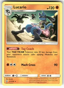 Lucario SM - Unified Minds Rare Pokemon Near Mint or Better - Image 1