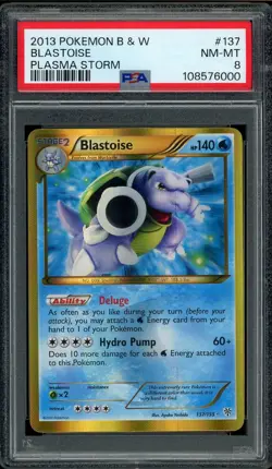 Pokemon PSA 8 Blastoise 137/135 Black & White Plasma Storm Secret Rare Near Mint - Image 1