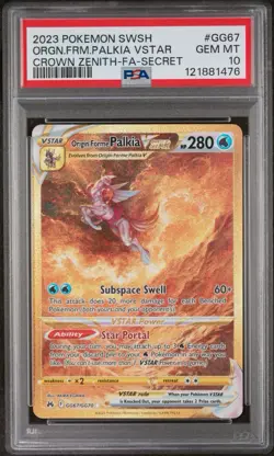 2023 POKEMON SWSH SECRET #GG67 FULL ART/ORIGIN FORME PALKIA VSTAR PSA 10 - Image 1