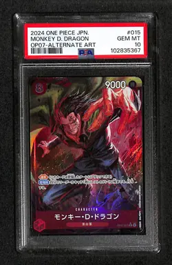One Piece Japanese 2024 Monkey D Dragon OP07 Alternate Art #015 PSA 10 - Image 1