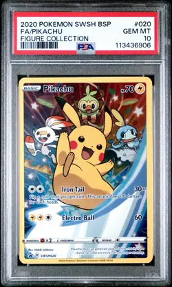 2020 POKEMON SWSH BLACK STAR PROMO FIGURE COLL #020 FULL ART/PIKACHU PSA 10 - Image 1