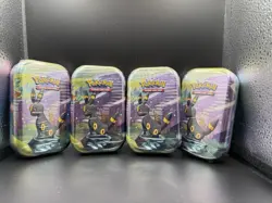 4x Sealed Pokemon Prismatic Evolutions Mini Tins (UMBREON ART) - Image 1