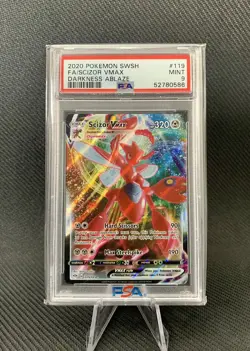 2020 Pokemon SWSH Darkness Ablaze Scizor VMAX #119 PSA 9 Mint - Image 1