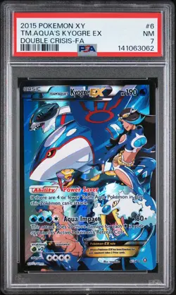 2015 POKEMON XY DOUBLE CRISIS #6 FULL ART/TEAM AQUA'S KYOGRE EX PSA 7 - Image 4