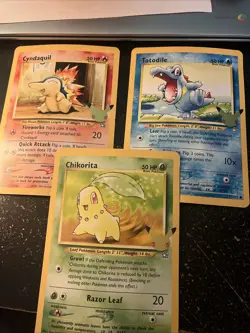 Set of 3 Pokemon Johto Starter Cards - Cyndaquil, Totodile & Chikorita - Image 1