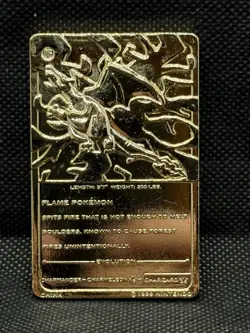 Pokemon 1999 Charizard 23K Gold Plated Trading Card Bar - Burger King Vintage - Image 4