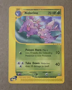 2002 Pokemon Nidorino 55/147 Aquapolis Non-Holo WOTC E-Reader Card Great Shape! - Image 1
