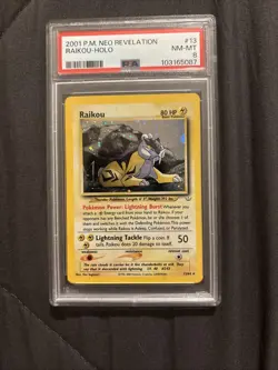 PSA 8 2001 Pokemon Raikou 13/64 Neo Revelation Holo NM/Mint 💎 - Image 1