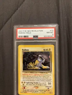 PSA 8 2001 Pokemon Raikou 13/64 Neo Revelation Holo NM/Mint 💎 - Image 2