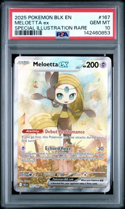 2025 POKEMON BLK EN-BLACK BOLT SPECIAL ILLUSTRATION RARE #167 MELOETTA EX PSA 10 - Image 1