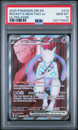 2025 POKEMON DRI EN-DESTINED RIVALS ULTRA RARE TEAM ROCKET'S MEWTWO EX PSA 10 - Image 1
