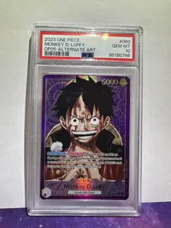 One Piece English Monkey D Luffy Alt Art Leader OP05-060 PSA 10 Gem Mint - Image 1