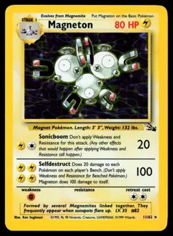 Magneton 11/62 Fossil Unlimited Holo Rare Pokemon Card - Image 1