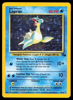 Lapras 10/62 Fossil Holo Rare Pokemon Card - Image 1