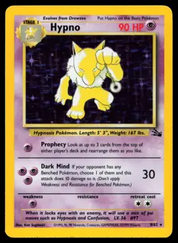 Hypno 8/62 Fossil Holo Rare Pokemon Card - Image 1
