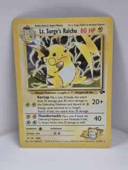 Lt. Surge's Raichu 28/132 Rare Gym Heroes Pokemon Card LP Condition - Image 1