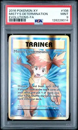 2016 POKEMON XY EVOLUTIONS #108 FULL ART MISTY'S DETERMINATION PSA 9 - Image 1