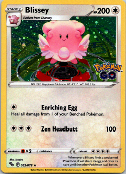 Pokemon TCG - Blissey - Pokemon Go - 052/078 - Promo - Cosmos Holo Rare 2022 NM - Image 1