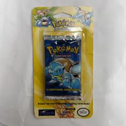 Pokemon 1999 Sealed Base Set Unlimited Booster Blister Pack Blastoise WOTC - Image 1