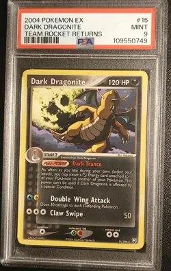 Pokemon Dark Dragonite #15 PSA 9 EX Team Rocket Returns Non Holo 2004 - Image 1