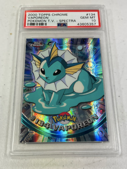 2000 Topps Chrome Pokemon TV Vaporeon Spectra Refractor #134 PSA 10 POP 14 BL8 - Image 1