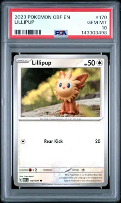 2023 POKEMON OBF EN-OBSIDIAN FLAMES #170 LILLIPUP PSA 10 - Image 1