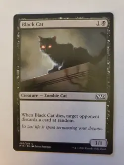 MTG Magic The Gathering Card Black Cat Creature Zombie Cat Black M15 2015 - Image 1