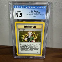 Lt. Surge 2000 Gym Heroes 17/132 Holo Pokemon Card CGC 9.5 Gem Mint (Old Label) - Image 1