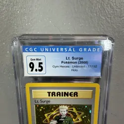 Lt. Surge 2000 Gym Heroes 17/132 Holo Pokemon Card CGC 9.5 Gem Mint (Old Label) - Image 2