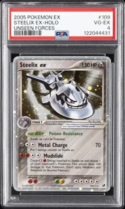 2005 POKEMON EX UNSEEN FORCES #109 STEELIX EX-HOLO PSA 4 - Image 1