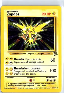 Zapdos - 2000 Pokemon Base Set II - 20/130 Holo Rare - Image 1