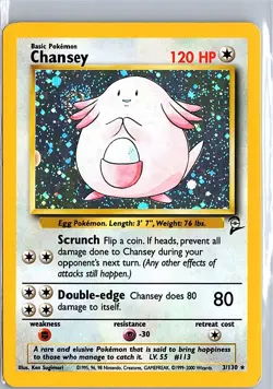 Chansey - 2000 Pokemon Base Set II - 3/130 Holo Rare - Swirl - Image 1