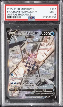 2022 POKEMON SWORD & SHIELD ASTRAL RADIANCE FULL ART/ORIGIN FORME PALKIA V PSA 9 - Image 1