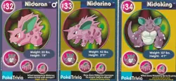 Lot: Nidoran Nidorino Nidoking, Pokemon Poketrivia Movie Cards Burger King 1999 - Image 1