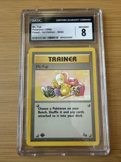 Pokemon 1999 1st Edition Fossil Trainer Mr Fuji - CGC 8 - Image 1