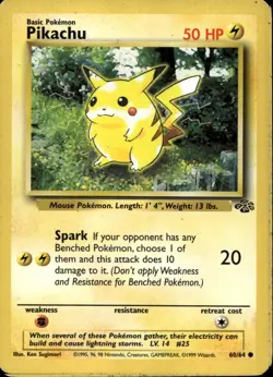Pikachu 60/64 Common Jungle WOTC Pokemon - Image 1