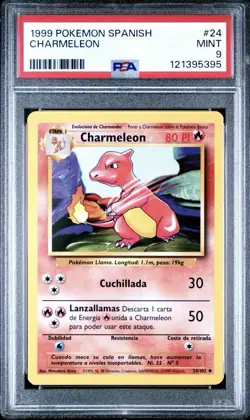 1999 Pokemon SPANISH Unlimited Base Set Charmeleon 24/102 PSA 9 MINT - Image 1