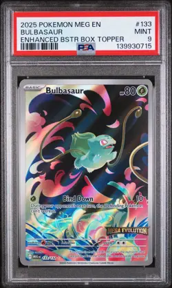 2025 POKEMON MEG EN-MEGA EVOLUTION #133 BULBASAUR ENHANCED BSTR BOX TOPPER - Image 1