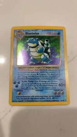 Pokemon TCG Blastoise Base Set 2/102 Shadowless Holo Rare Card - Image 1