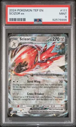 2024 POKEMON TEF EN-TEMPORAL FORCES #111 SCIZOR EX PSA 9 - Image 1