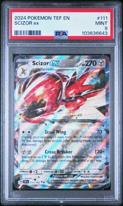 2024 POKEMON TEF EN-TEMPORAL FORCES #111 SCIZOR EX PSA 9 - Image 1