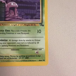 Pokemon Grimer 48/62 1st Edition Fossil Regular LP - Image 3