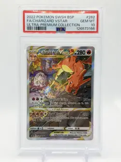 2022 POKEMON SWSH BLACK STAR PROMO #262 FULL ART/CHARIZARD VSTAR PSA 10 - Image 1