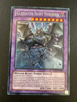 Yugioh 3x Gladiator Beast Nerokius PRIO-EN086 Secret Rare - Image 2