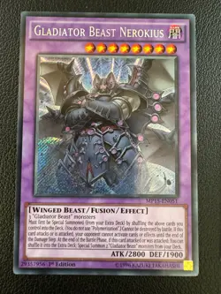 Yugioh 3x Gladiator Beast Nerokius PRIO-EN086 Secret Rare - Image 3